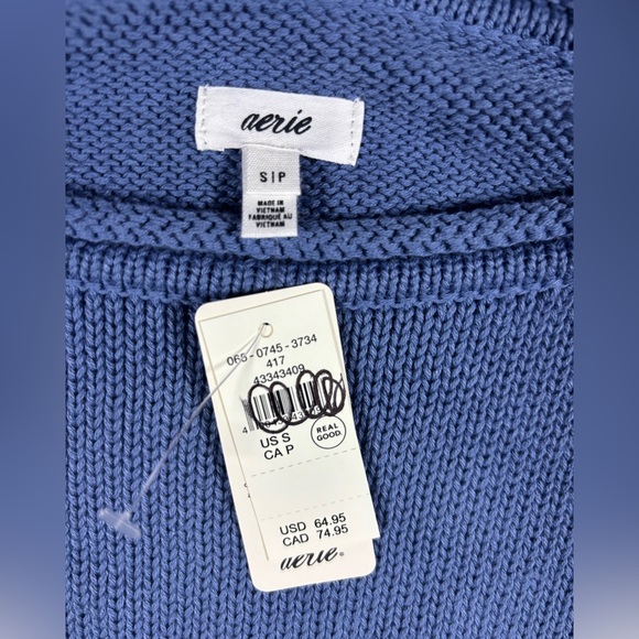 Aerie Striped Knit Sweater NWT Blue White Size Small | Cozy Chunky Pullover - Picture 2 of 4